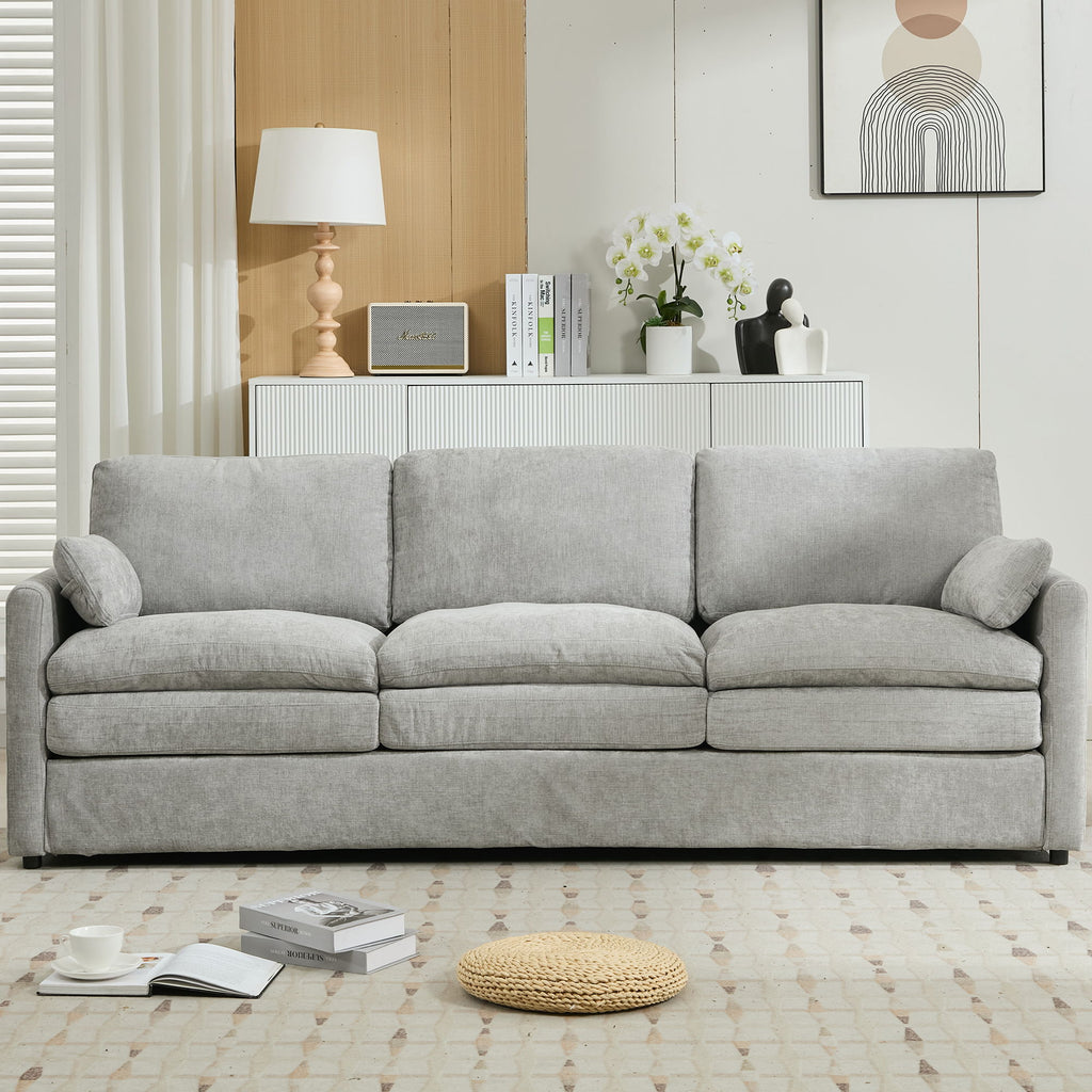 Cozy Upholstered 3 Seater Sofa With Double Cushion