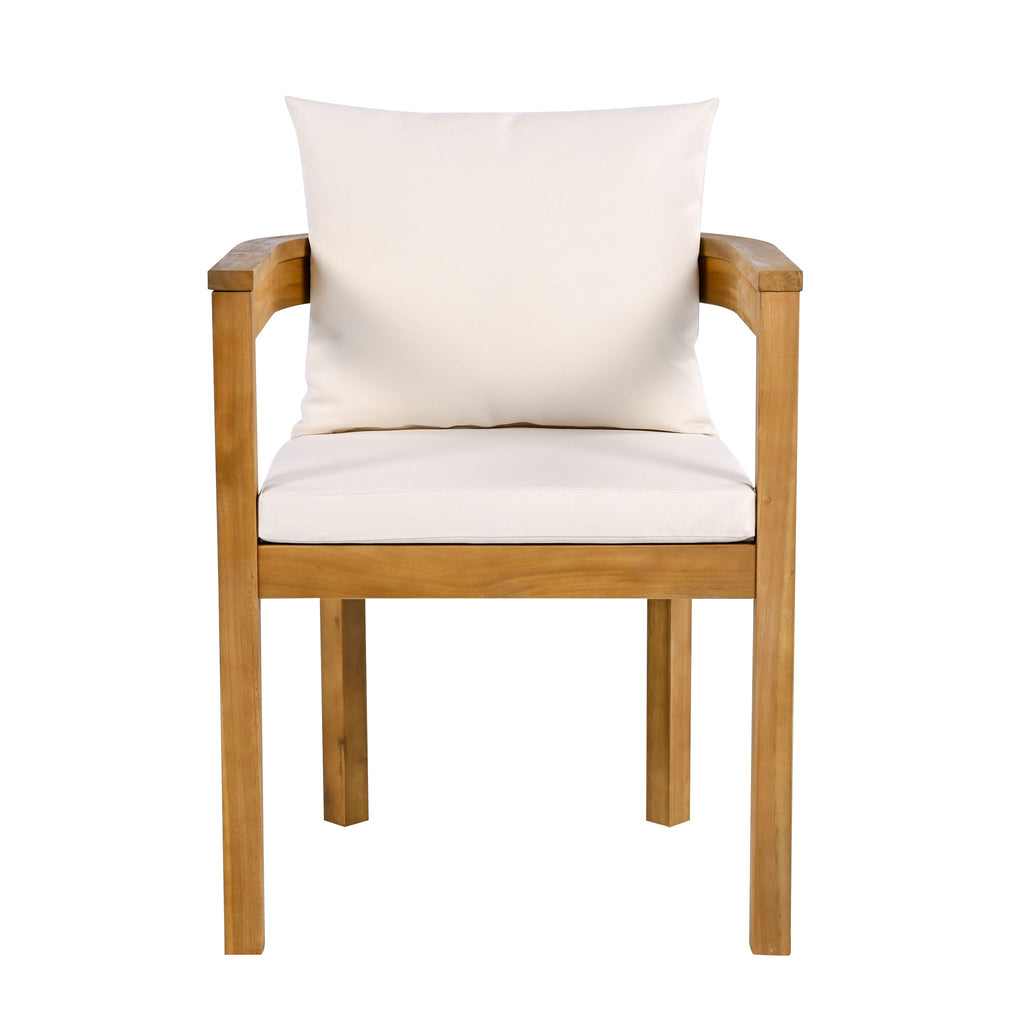 Abaco - Outdoor Patio 7 Pieces Dining Set With Chairs And Table - Teak / Beige