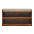 Pull Out Shoe Bench - Chestnut / Mud Linen