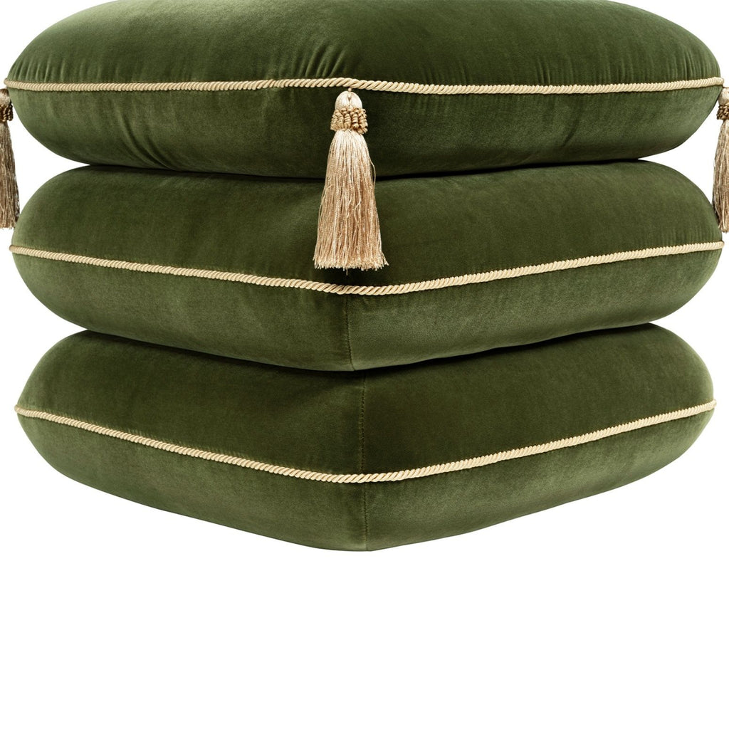 Monarch - Tassled Ottoman - Olive Green