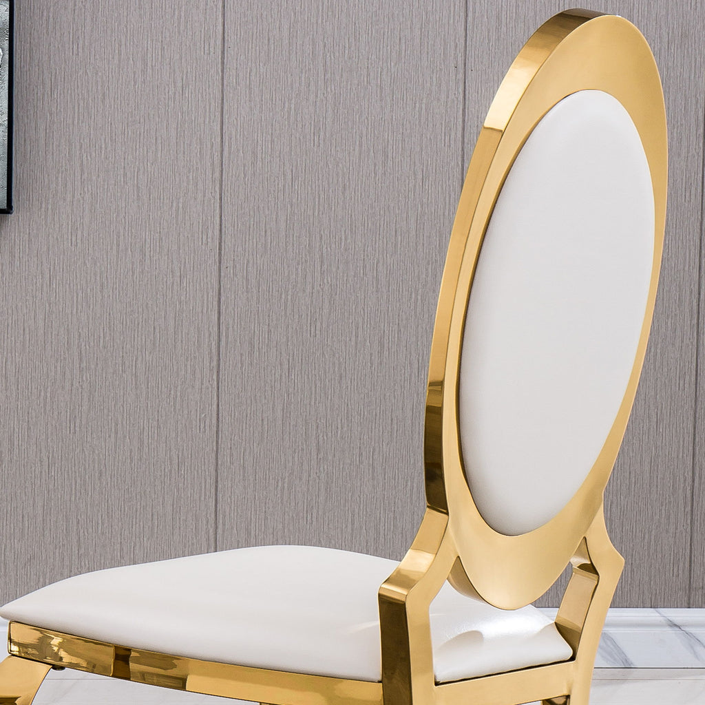 ette Dining Chair With Oval Backrest, Stainless Steel Legs (Set of 2)