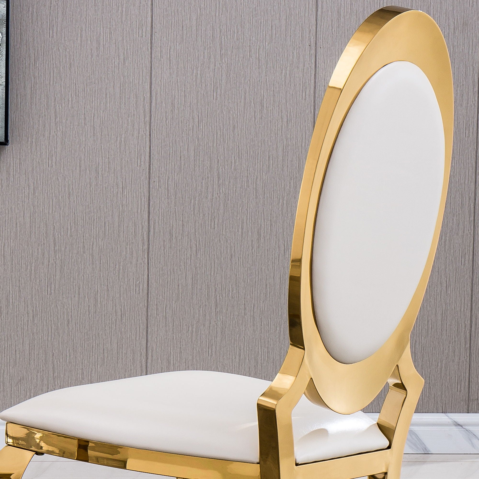 ette Dining Chair With Oval Backrest, Stainless Steel Legs (Set of 2)