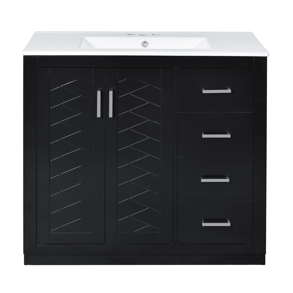 Bathroom Vanity With Sink Combo, Storage Cabinet, Freestanding Set With 3 Drawers & Soft Closing Doors