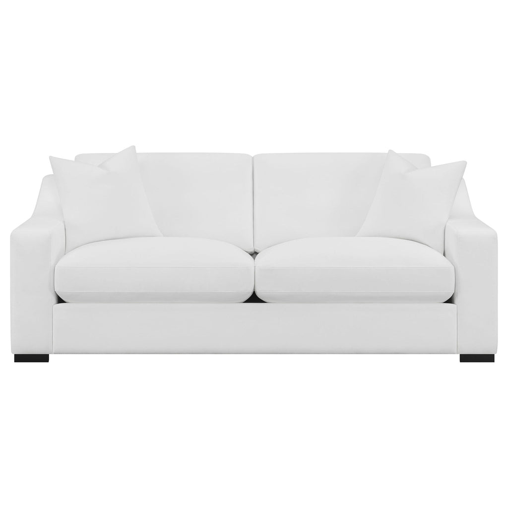 Chelan - 2 Piece Upholstered Sloped Arm Sofa Set - White