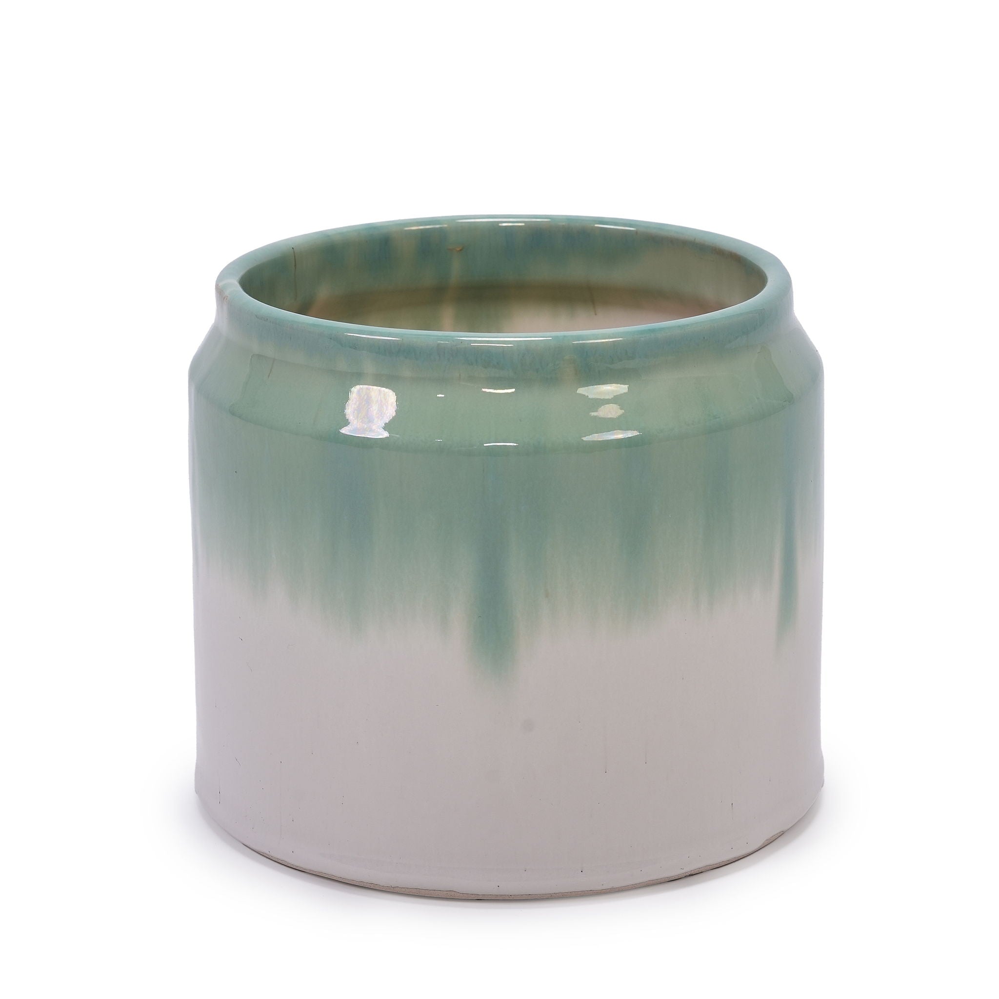 Gradient Flowerpot (Set of 2), Planter For Patio, Garden, Windowsill - White / Green