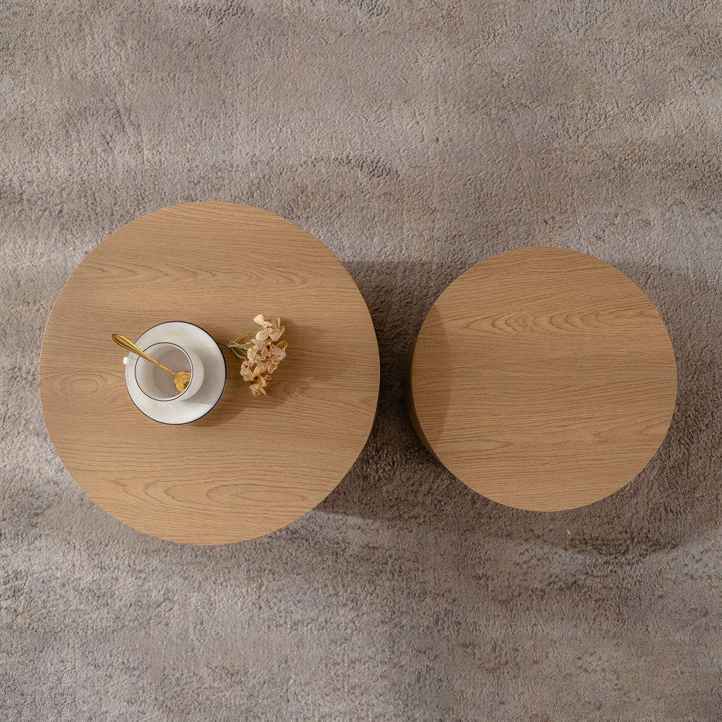 Round Nesting Coffee Table For Small Space (Set of 2)