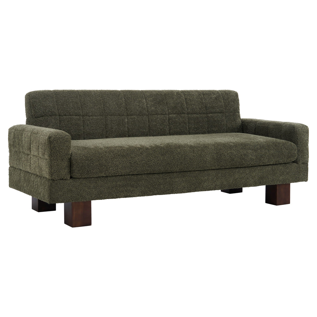 Modern Loveseat Sofa, 2 Seater With Square Arms For Living Room