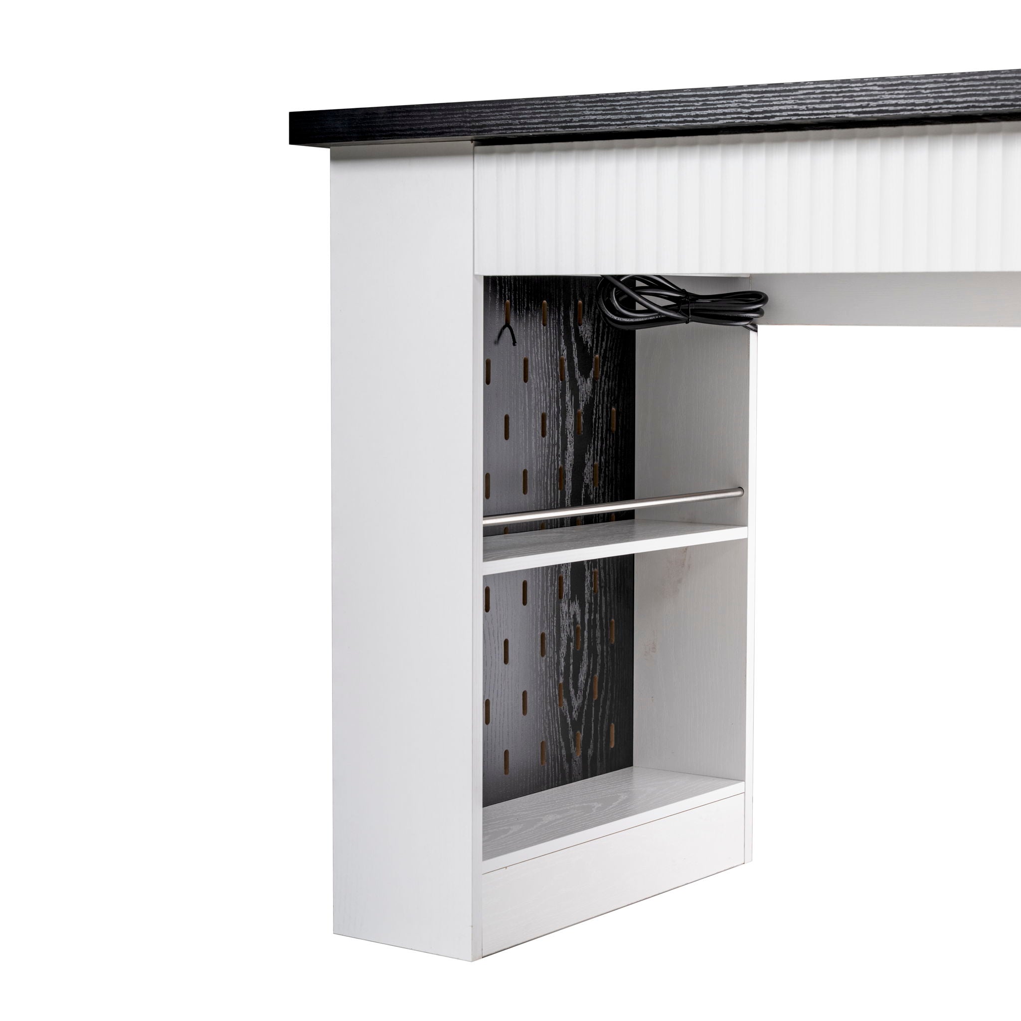 Modern Fluted Office Desk With Storage Cabinet