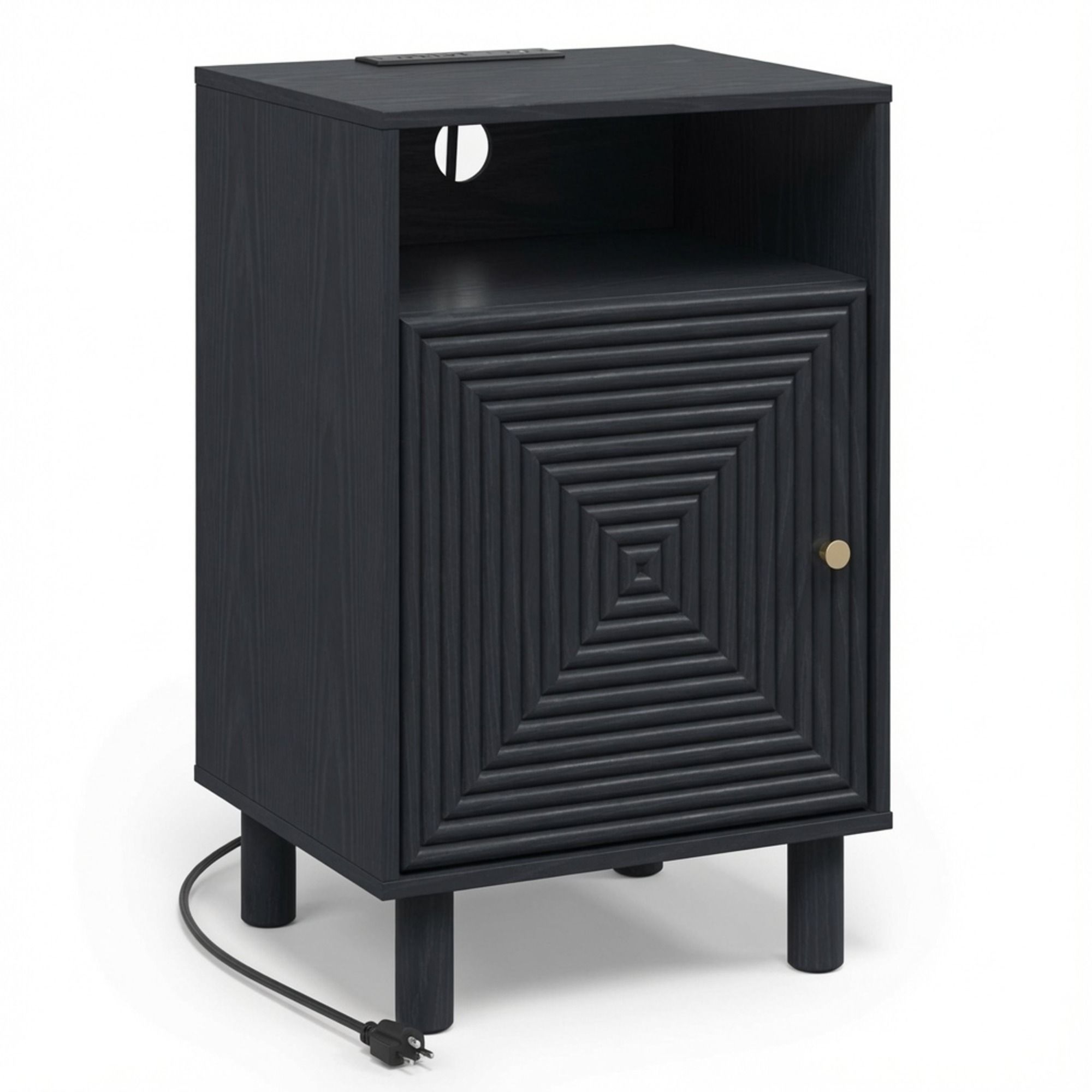 Nightstand With Charging Station & Storage