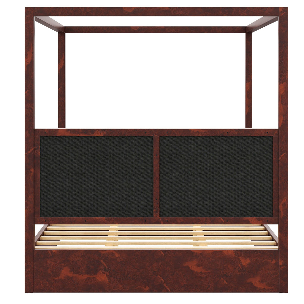 Canopy Platform Bed With Upholstered Headboard
