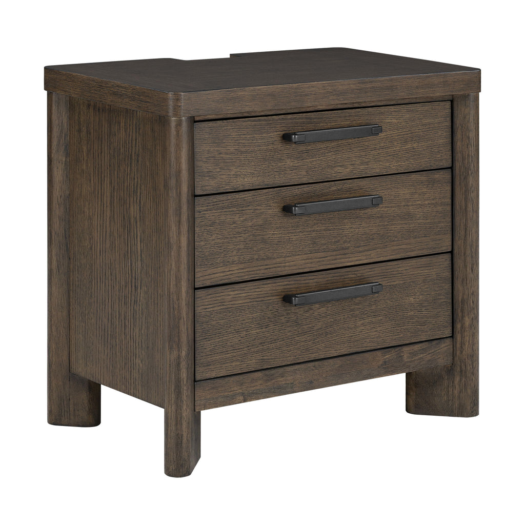 3 Drawer Nightstand With USB - Dark Oak