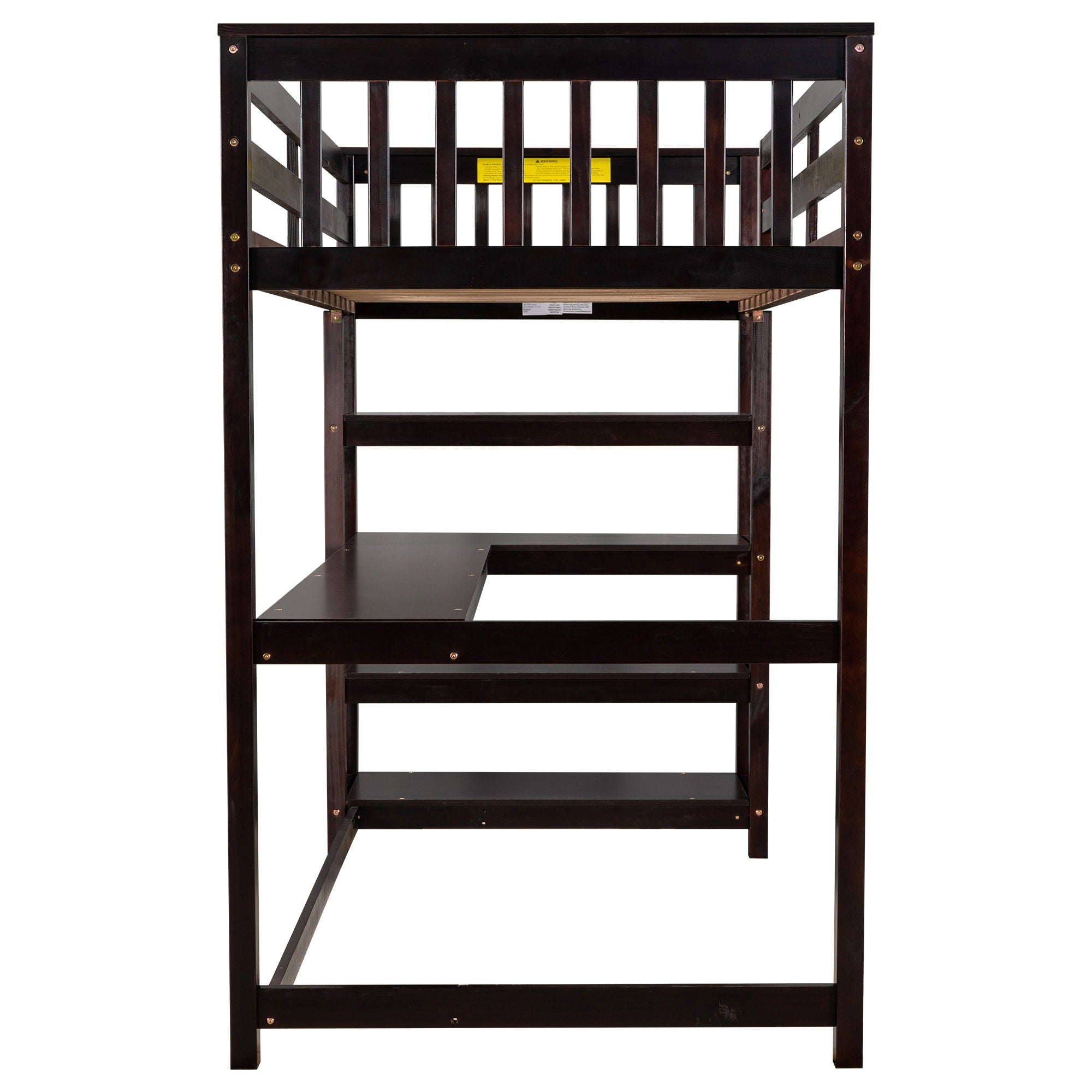 Loft Bed With Storage Shelves And Under Bed Desk