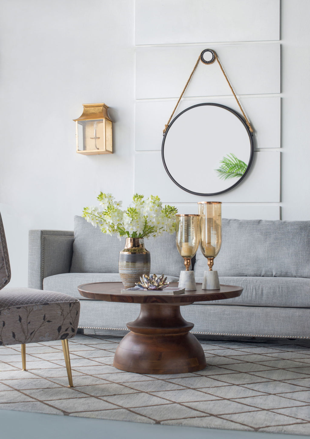 Handsome Cleveland Mirror With Rope Strap Contemporary Design Circle Mirror With Round Metal Frame For Wall Decor