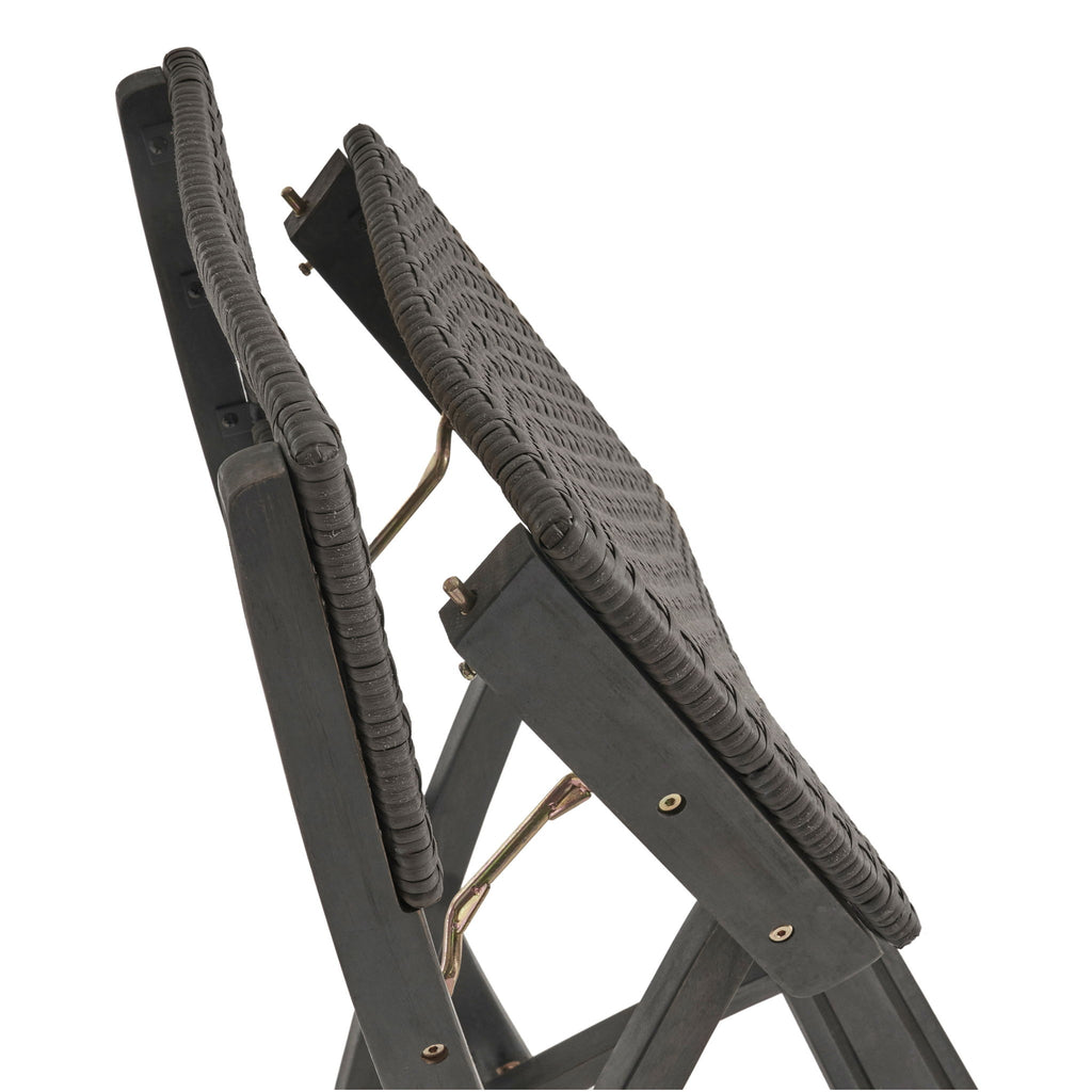 Outdoor Folding Acacia Wood Barstools With Rattan Backrest And Seat