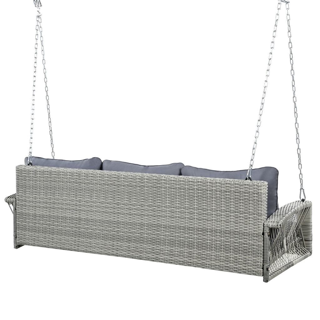 3 Person Large Patio Swing Bench With Cushions For Backyard