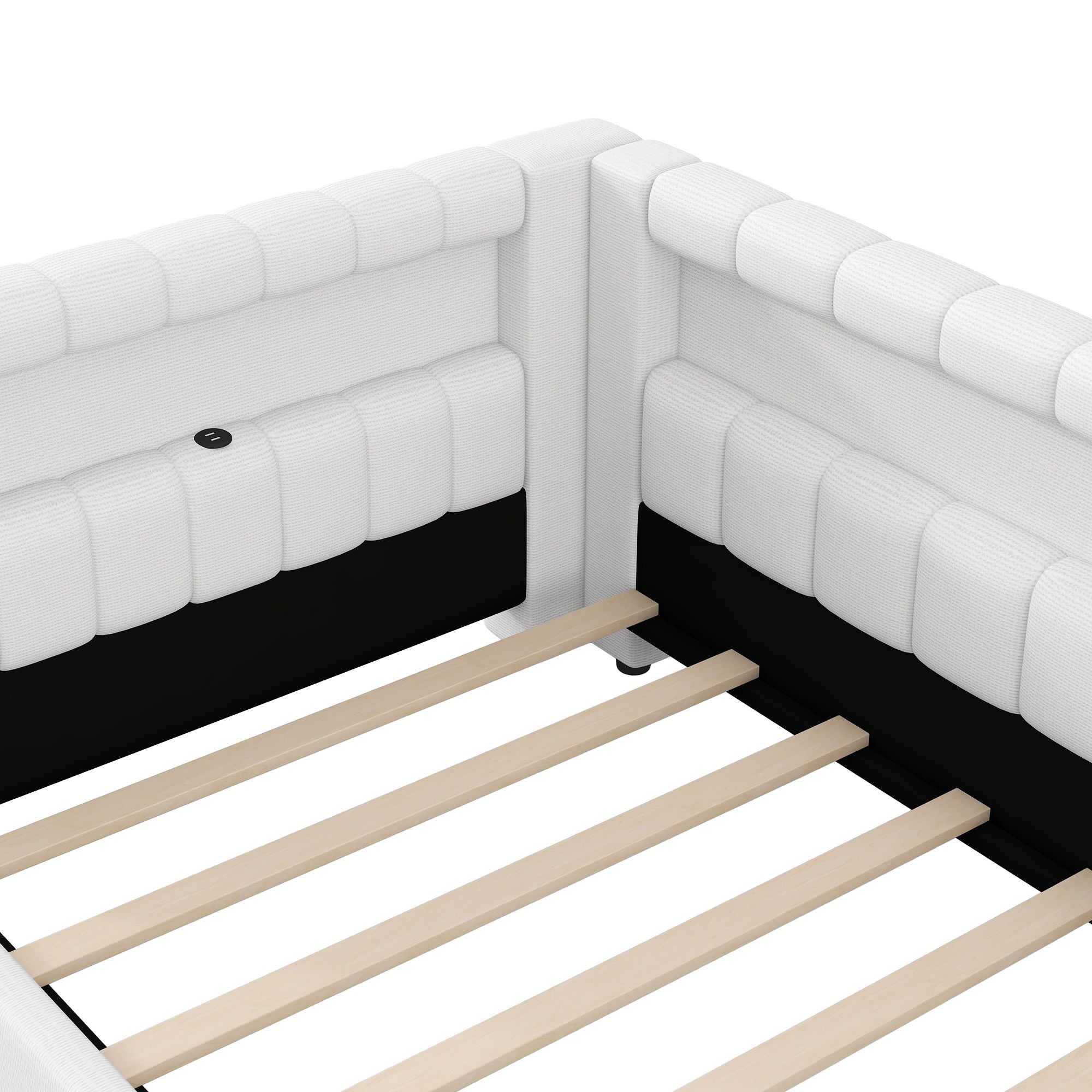 Upholstered Platform Bed With LED Belt And USB Ports