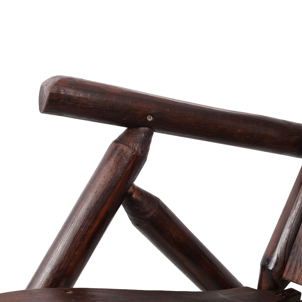 Durable Wooden Porch Rocker, Fir Log Rocking Chair
