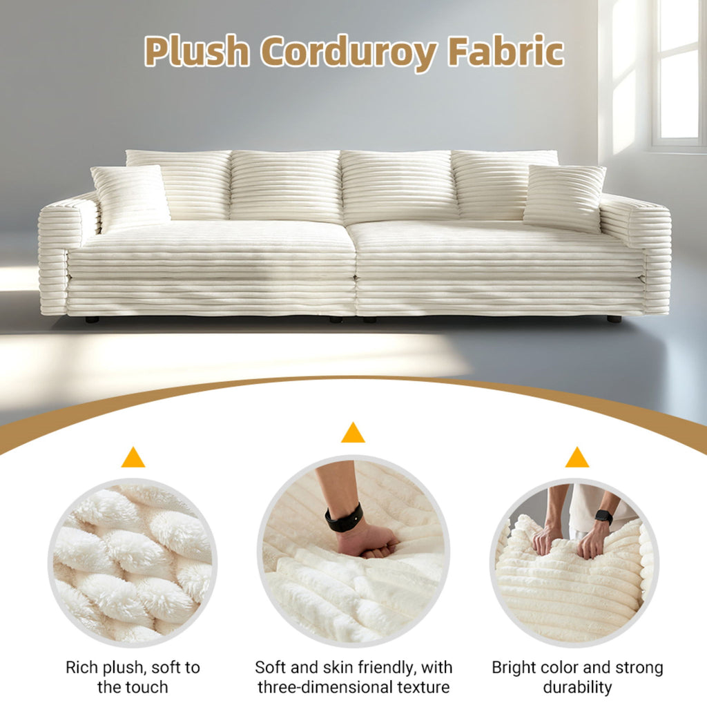 4 Seat Sofa, Modern Comfy Upholstered Sofa Cloud Couch, Deep Seat Couches With Soft Pillows