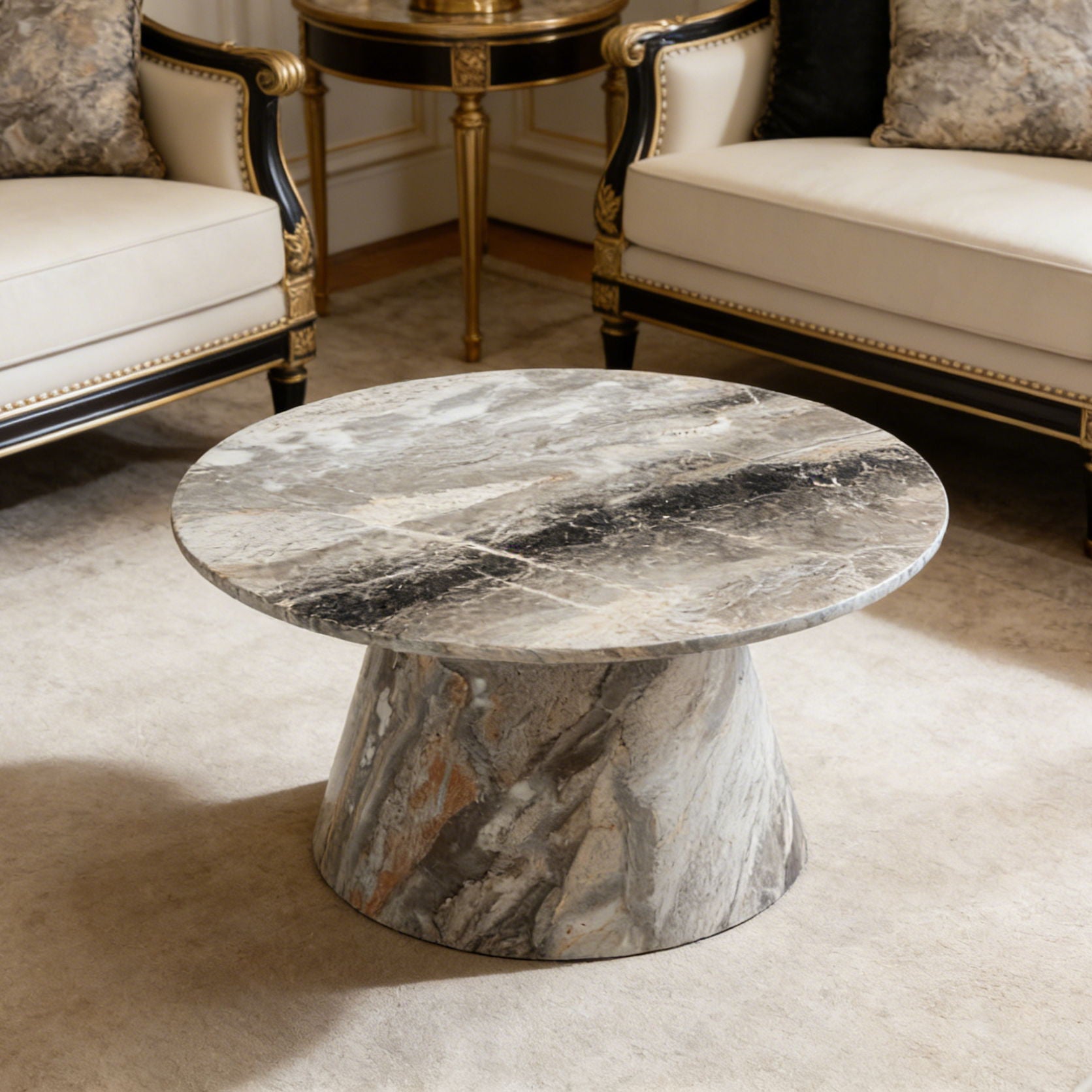 Circular Coffee Table With Adjustable Feet