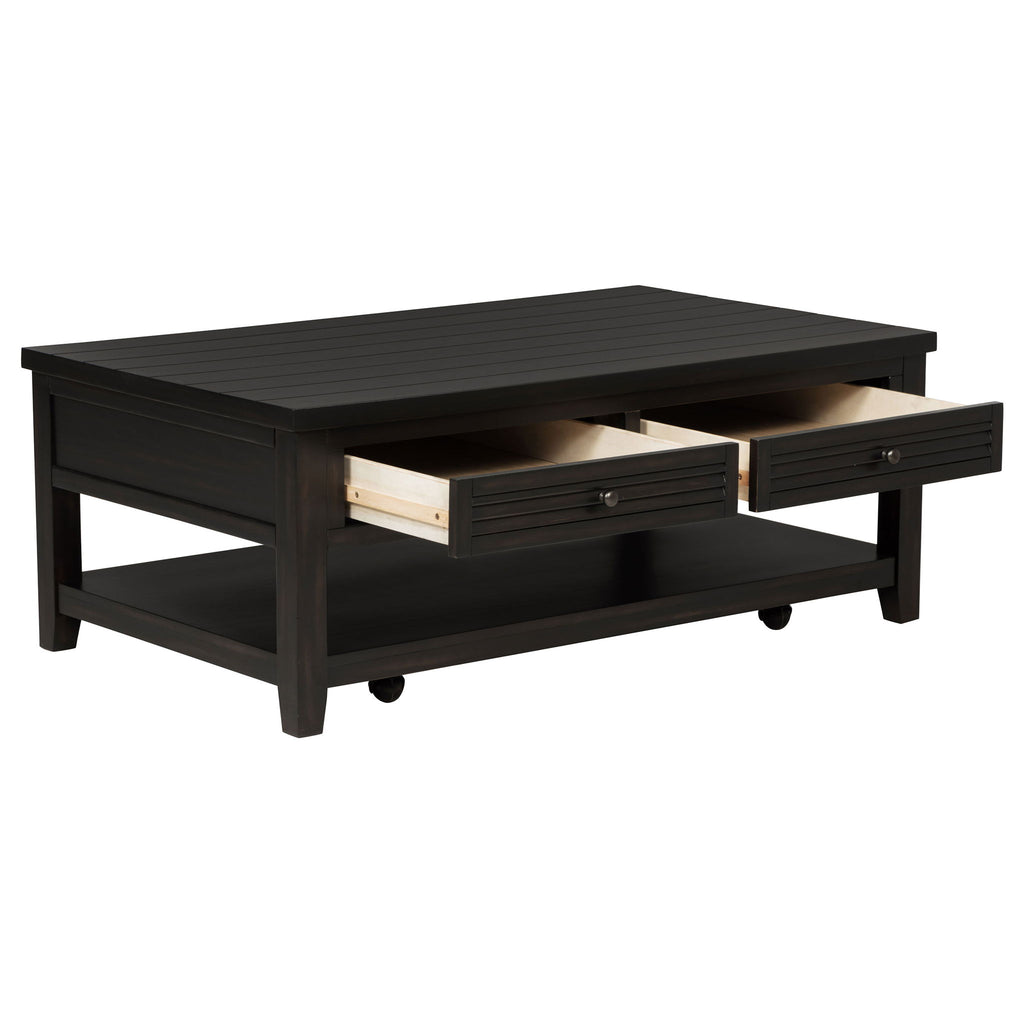 Sutter - 2 Drawer Rectangular Coffee Table - Dark Brown