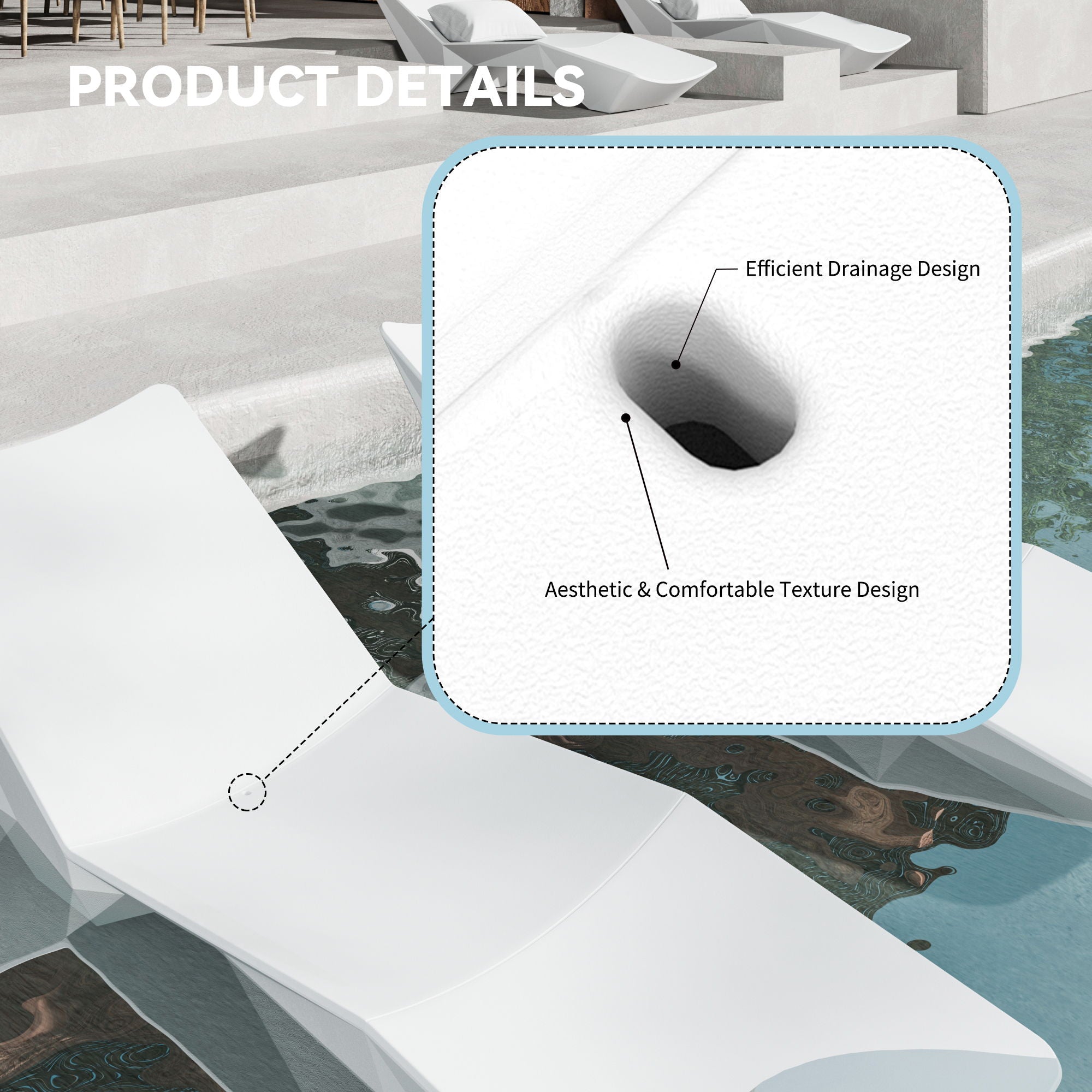 S-Shaped Pool Lounger, Essential For Outdoor Relaxation - White