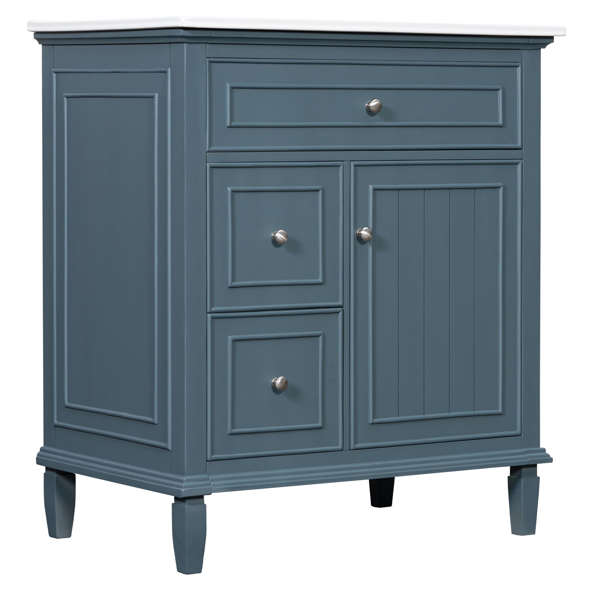 Modern Bathroom Vanity With Sink, Adjustable Shelf, Flip Drawer & 2 Drawers