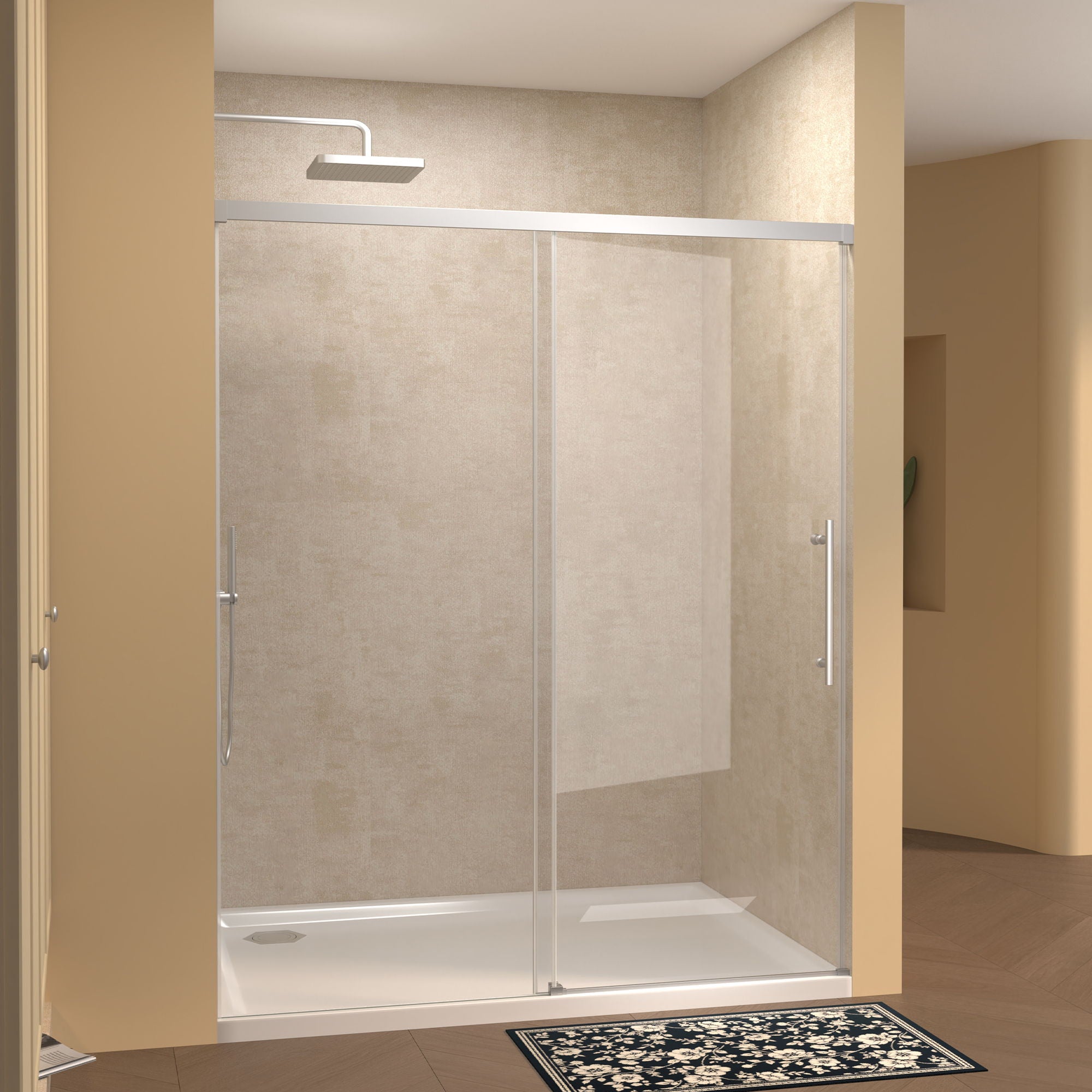 Frameless Single Sliding Shower Door With Handle