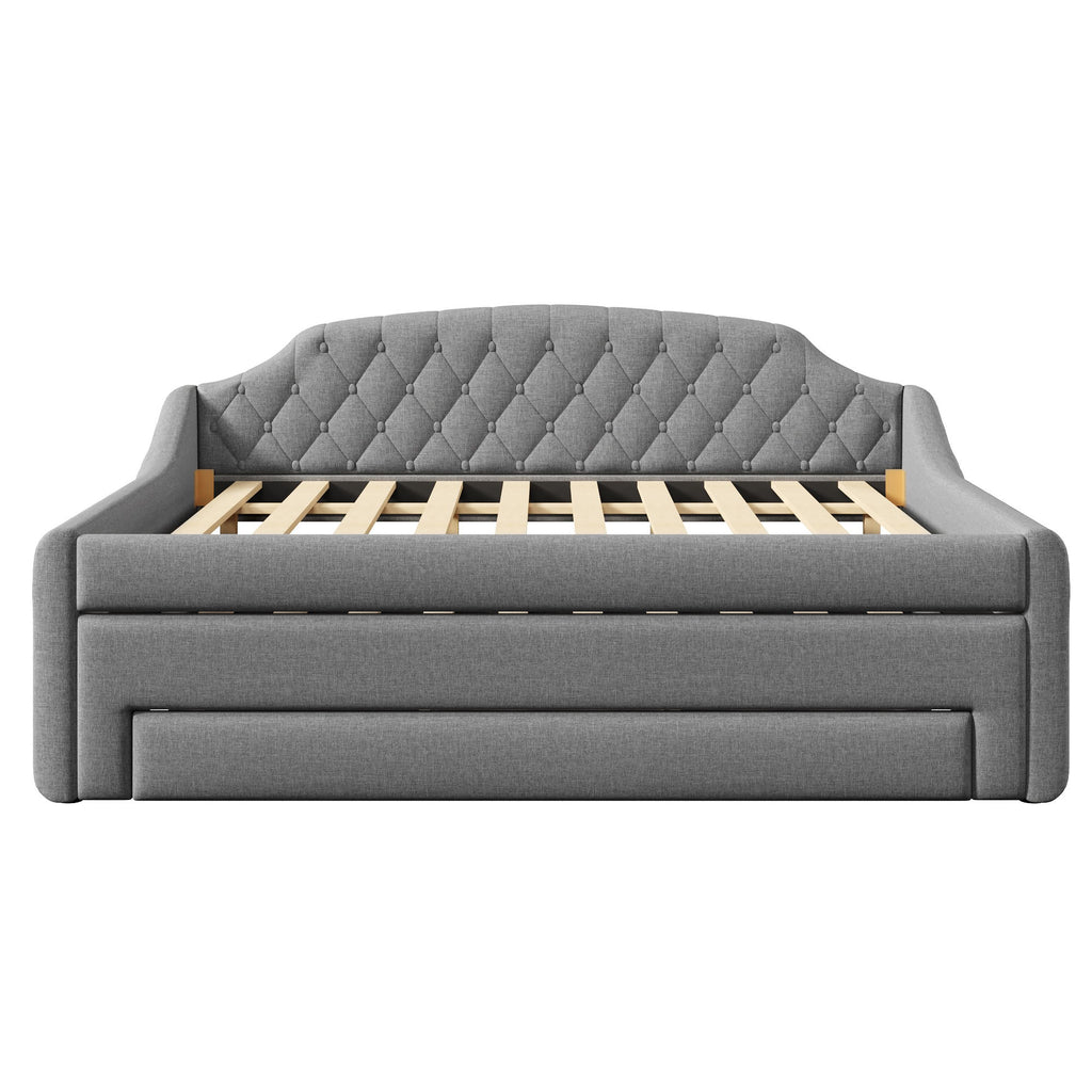 Upholstered Daybed With LED Belt, Trundle And 3 Drawers