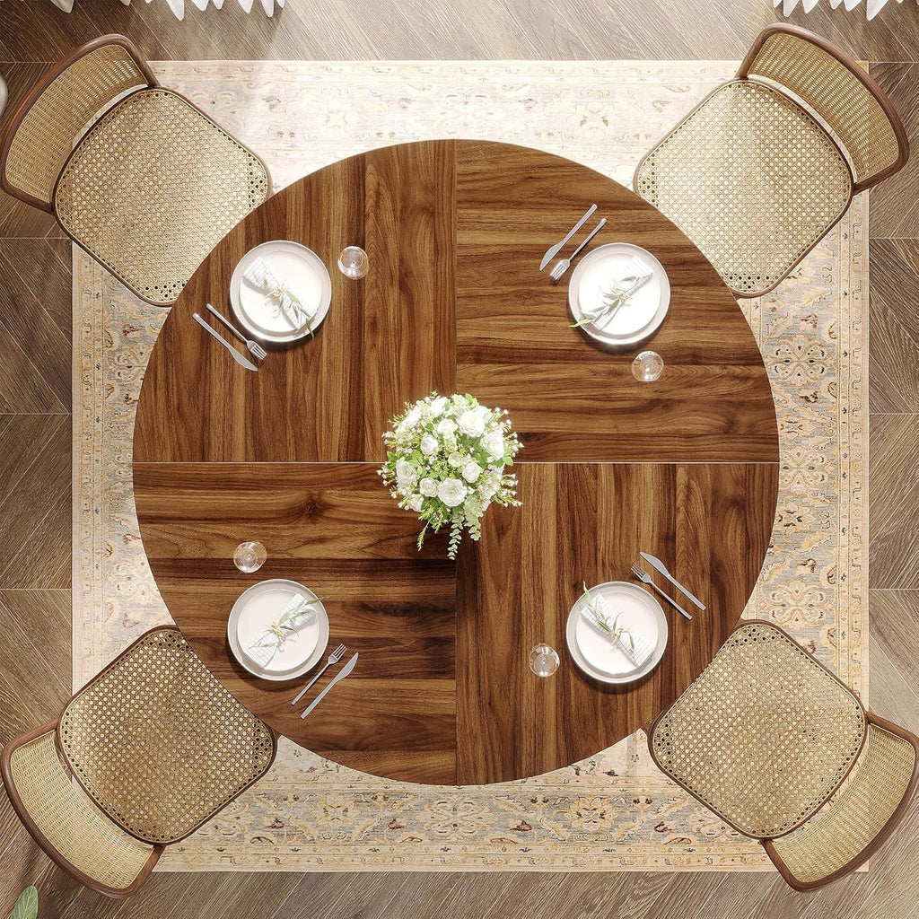 Round Dining Table For Kitchen & Dining Room - Brown / Black