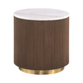 3 Piece Table Set Oval Cocktail Table, 2 Round End Tables - Brown / Gold / White