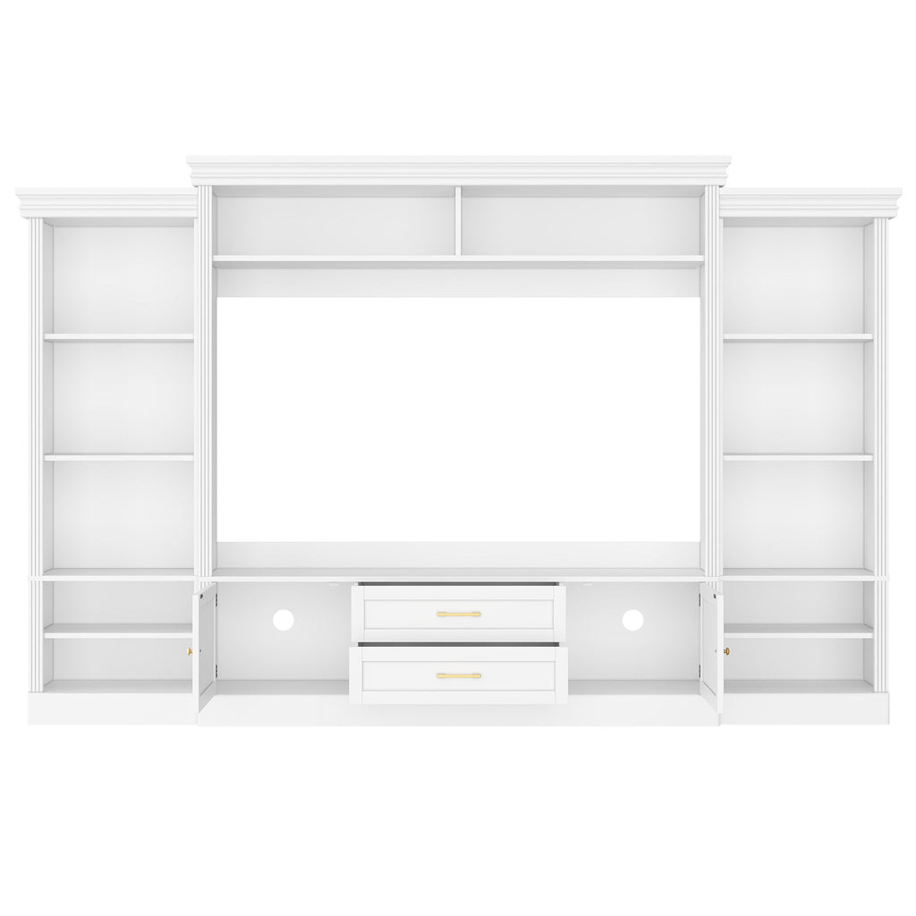Elegant Entertainment Center Wall Unit With Bookshelves