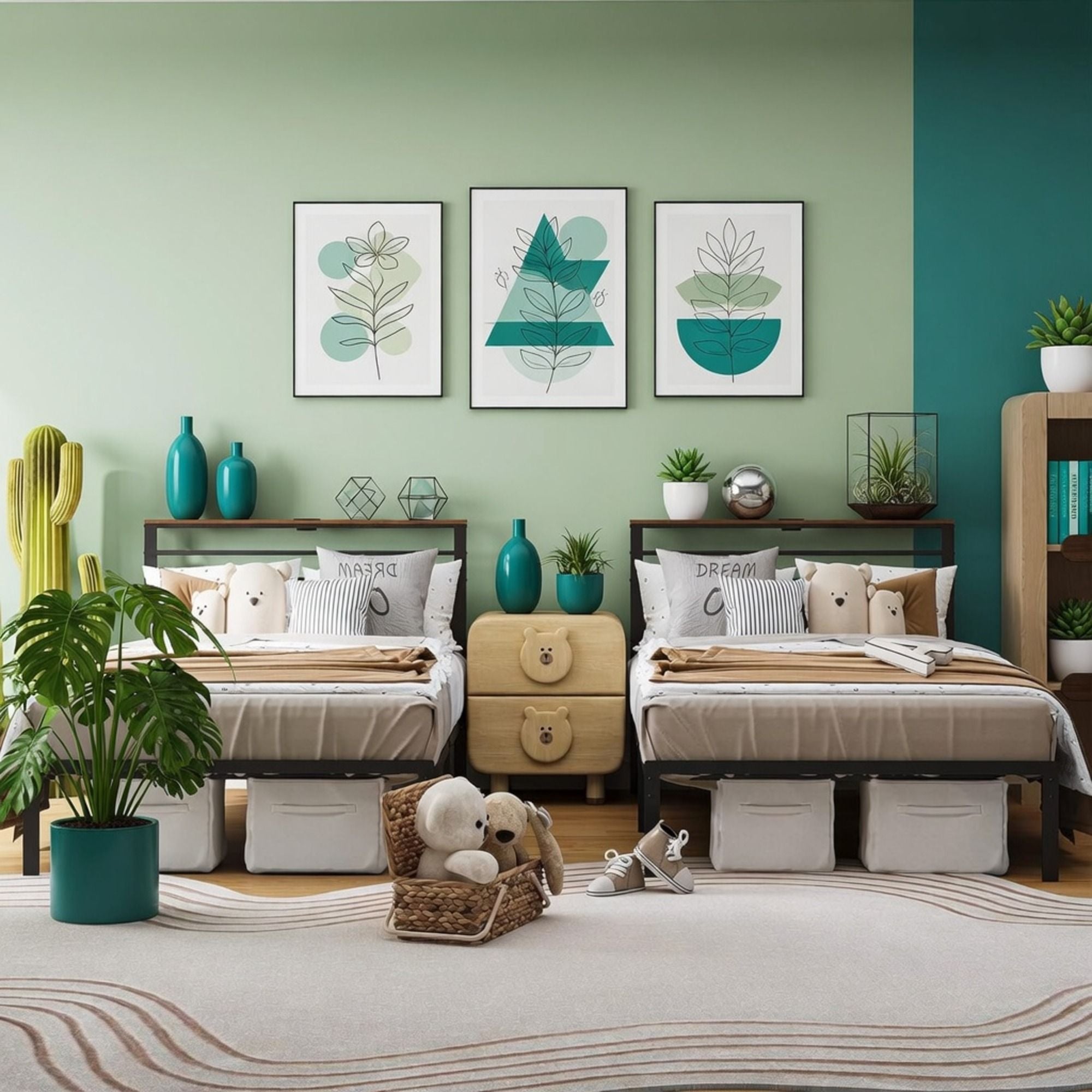 Platform Bed Frame With Charging Station & Headboard Storage