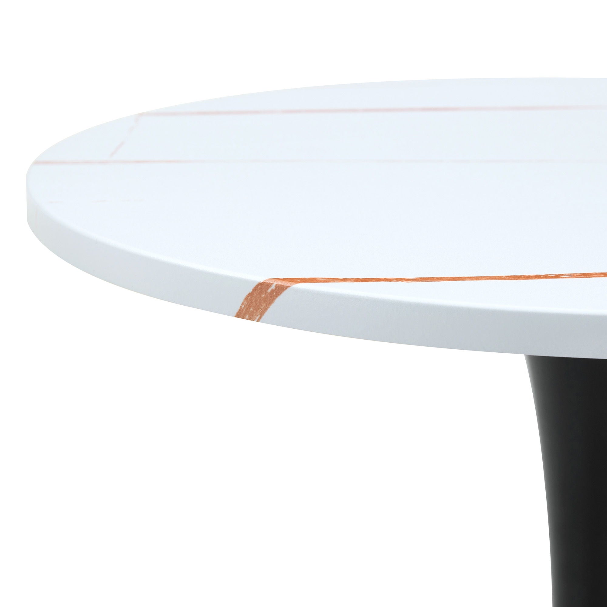 Round Dining Table With Thickened Engineered Wood Top And Metal Pedestal, 23.6" Diameter For Kitchen, Living Room, Small Spaces