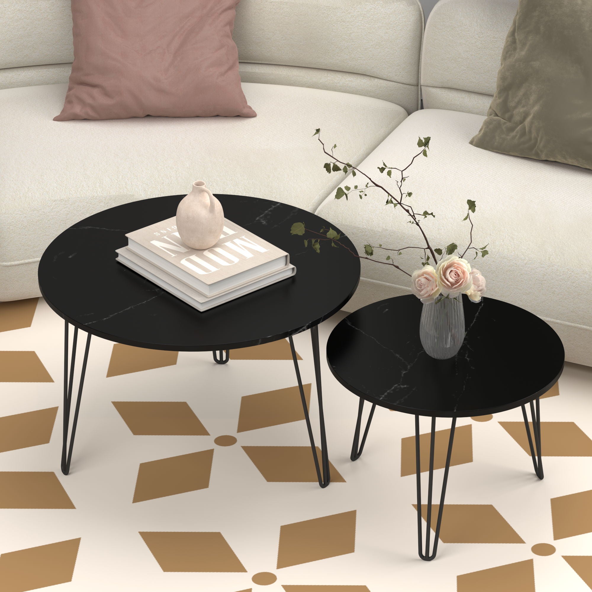 Round Nesting Coffee Table For Living Room (Set of 2)