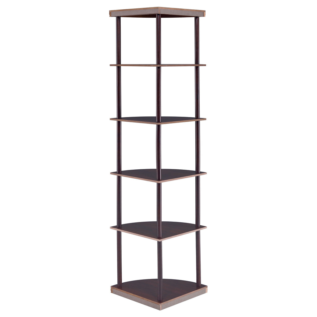 Corner Bookcase With 5 Shelves, Compact Design For Living Room - Cappuccino
