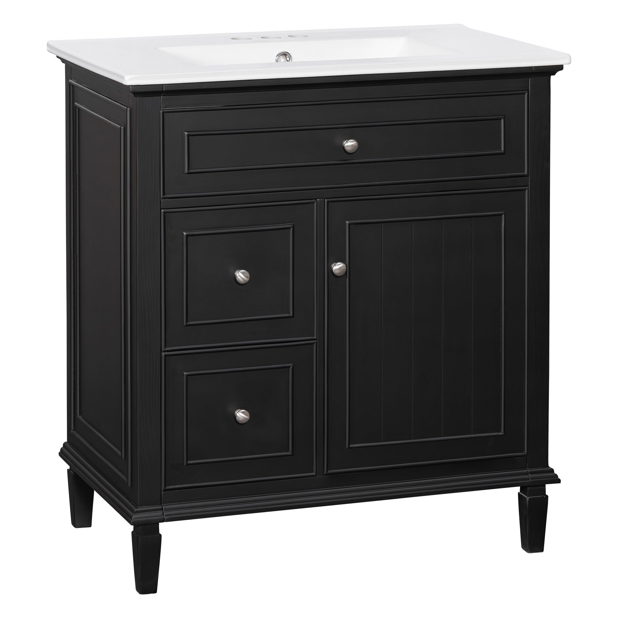 Modern Bathroom Vanity With Sink, Adjustable Shelf, Flip Drawer & 2 Drawers