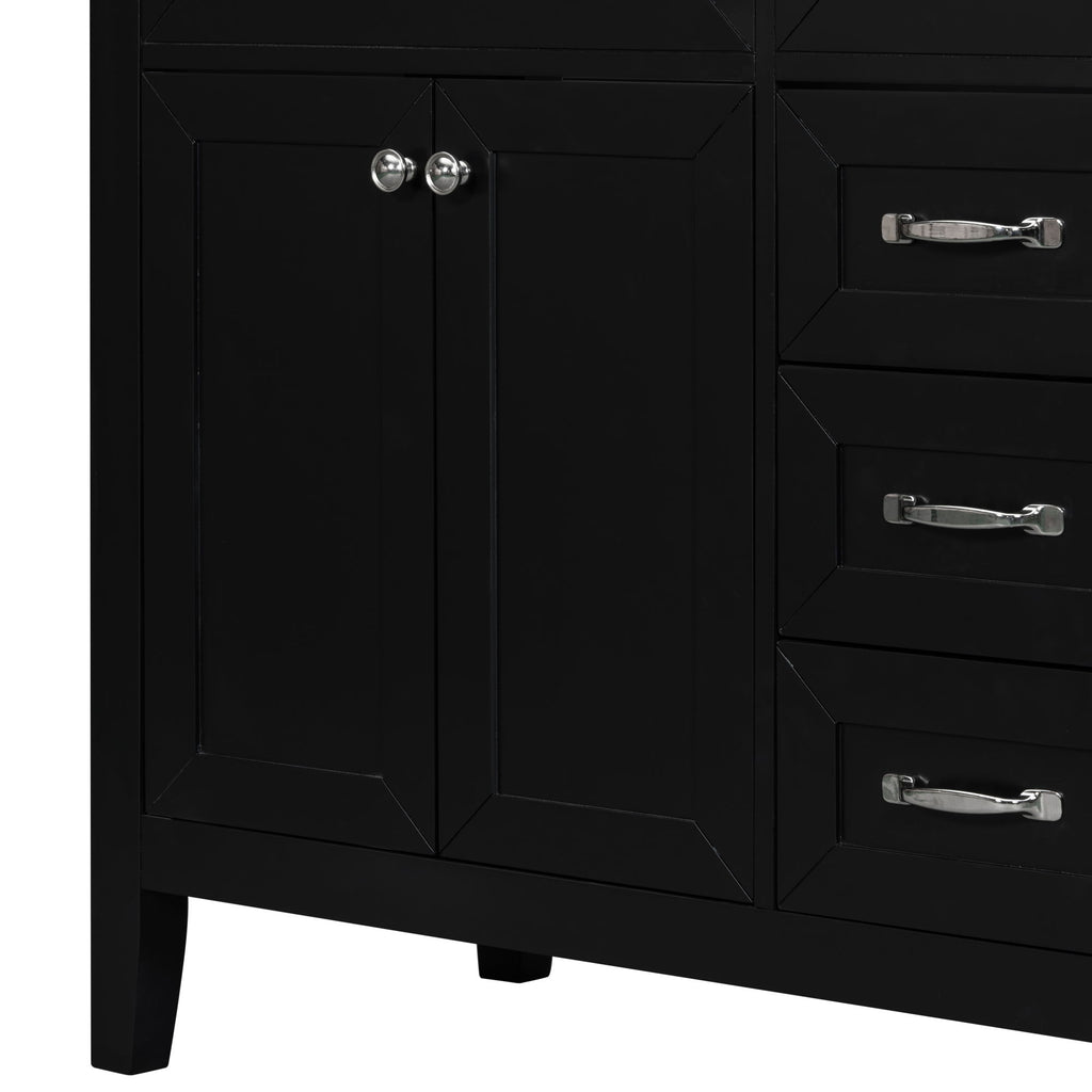 Modern Bathroom Vanity Base Only, 2 Doors And 3 Drawers