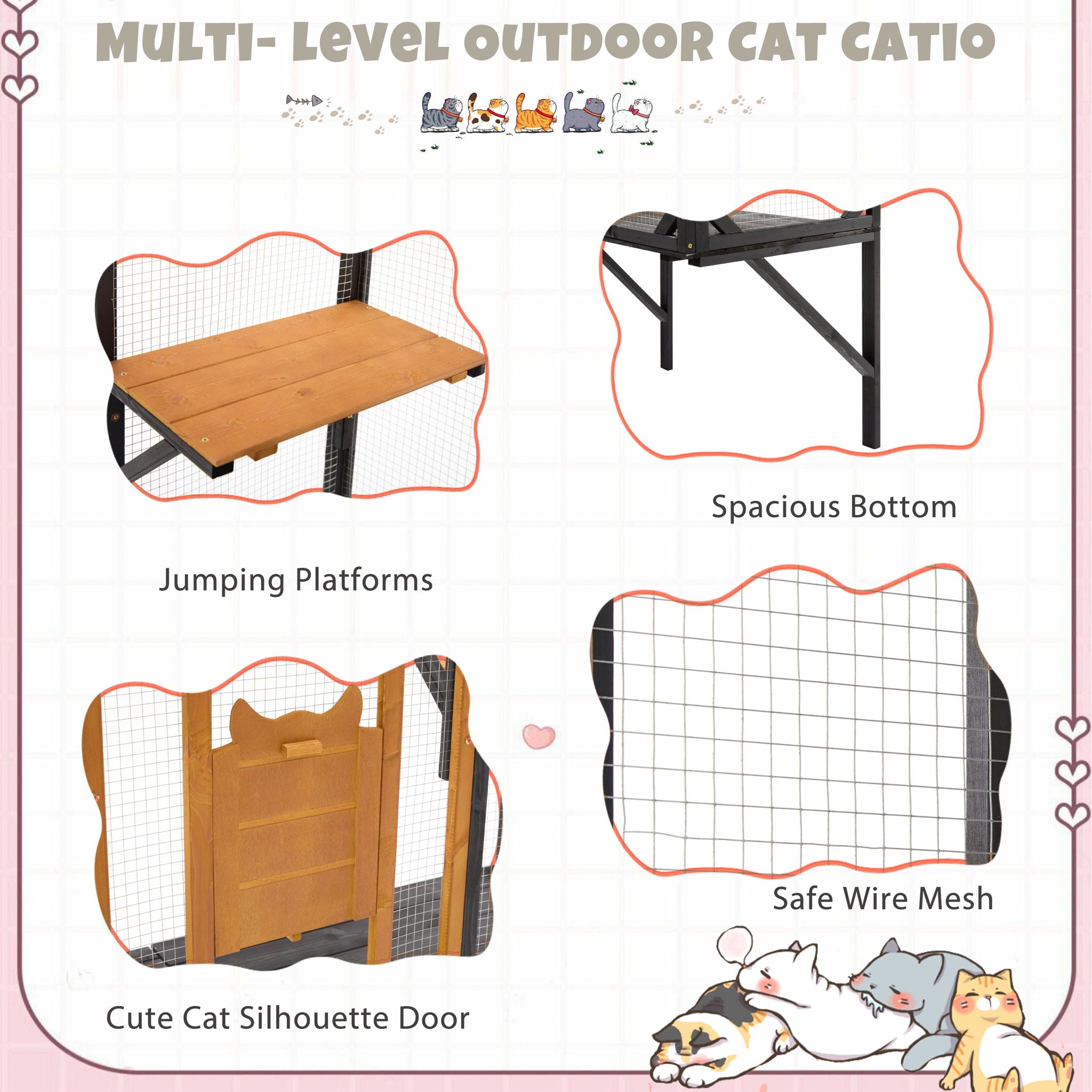 Outdoor Cat Catio With Platforms