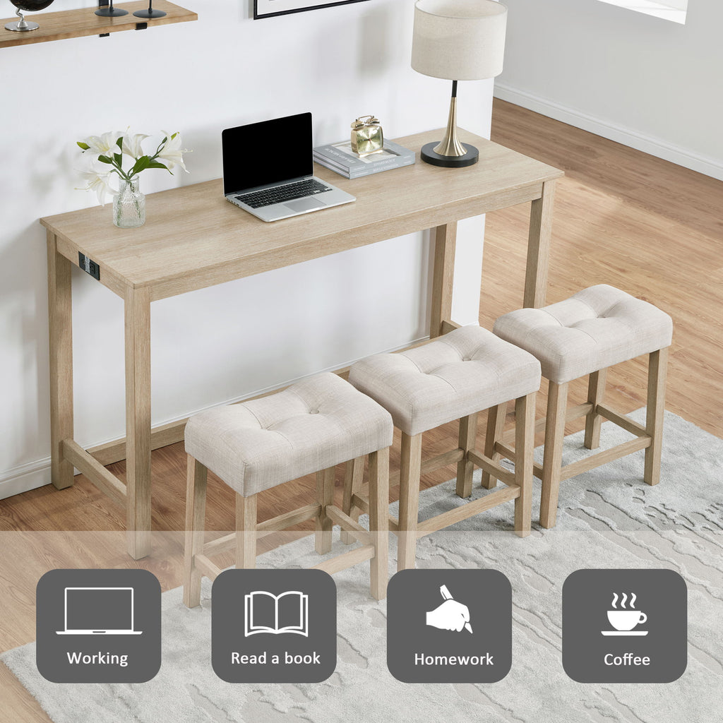 4 Piece Bar Table Set With Power Outlet