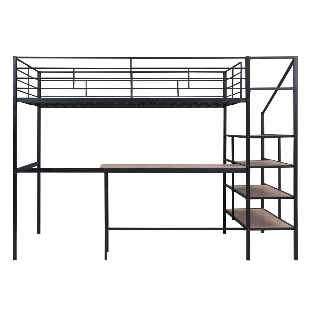Loft Bed With Desk And Lateral Storage Ladder