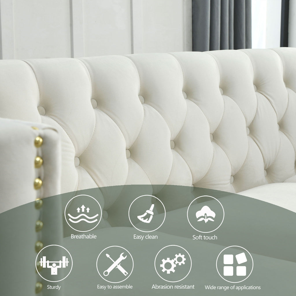 Modern Sofa With Button Tufting, Upholstered Couch For Living Room