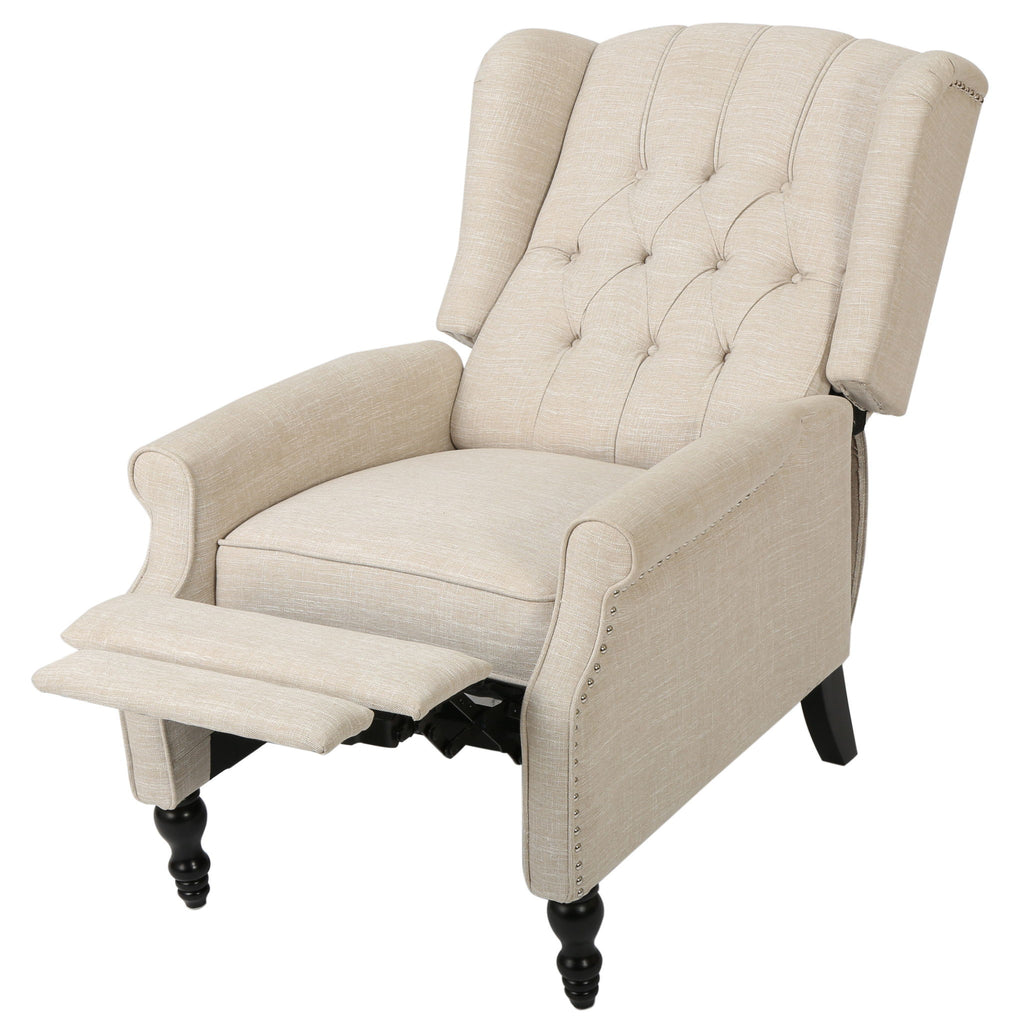 Armchair Recliner With Pushback Mechanism And Wingback Design