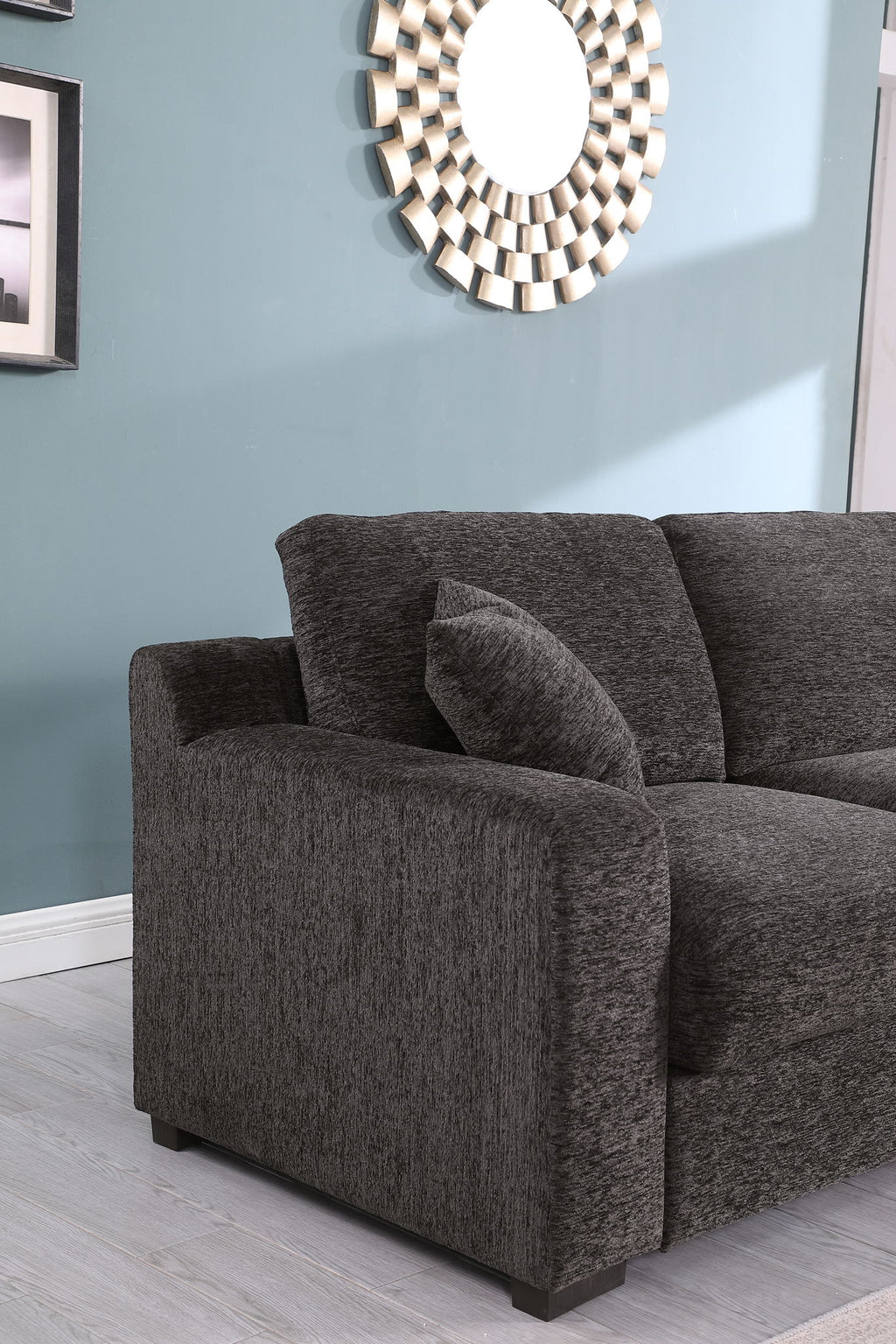 Celine - Corner Sectional Sofa With Right Facing Chaise, Cupholders, And Charging Ports - Gray