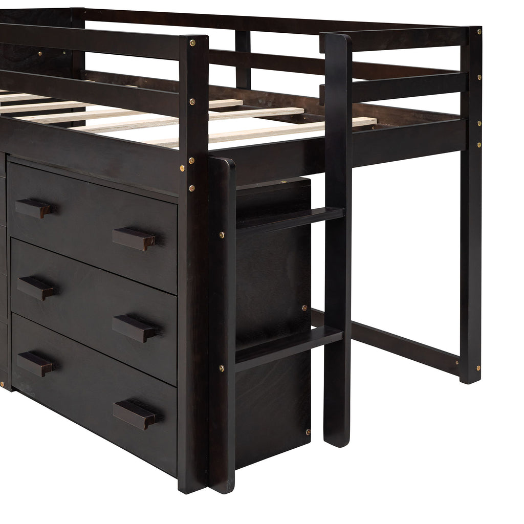 Loft Bed With Cabinet And Shelf