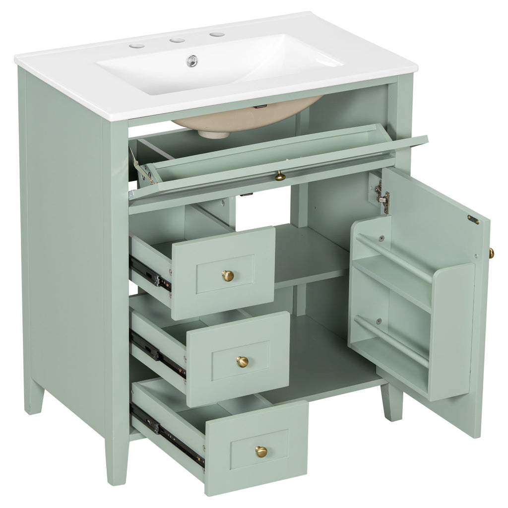 Modern Bathroom Vanity With Sink, 3 Drawers And Adjustable Shelf