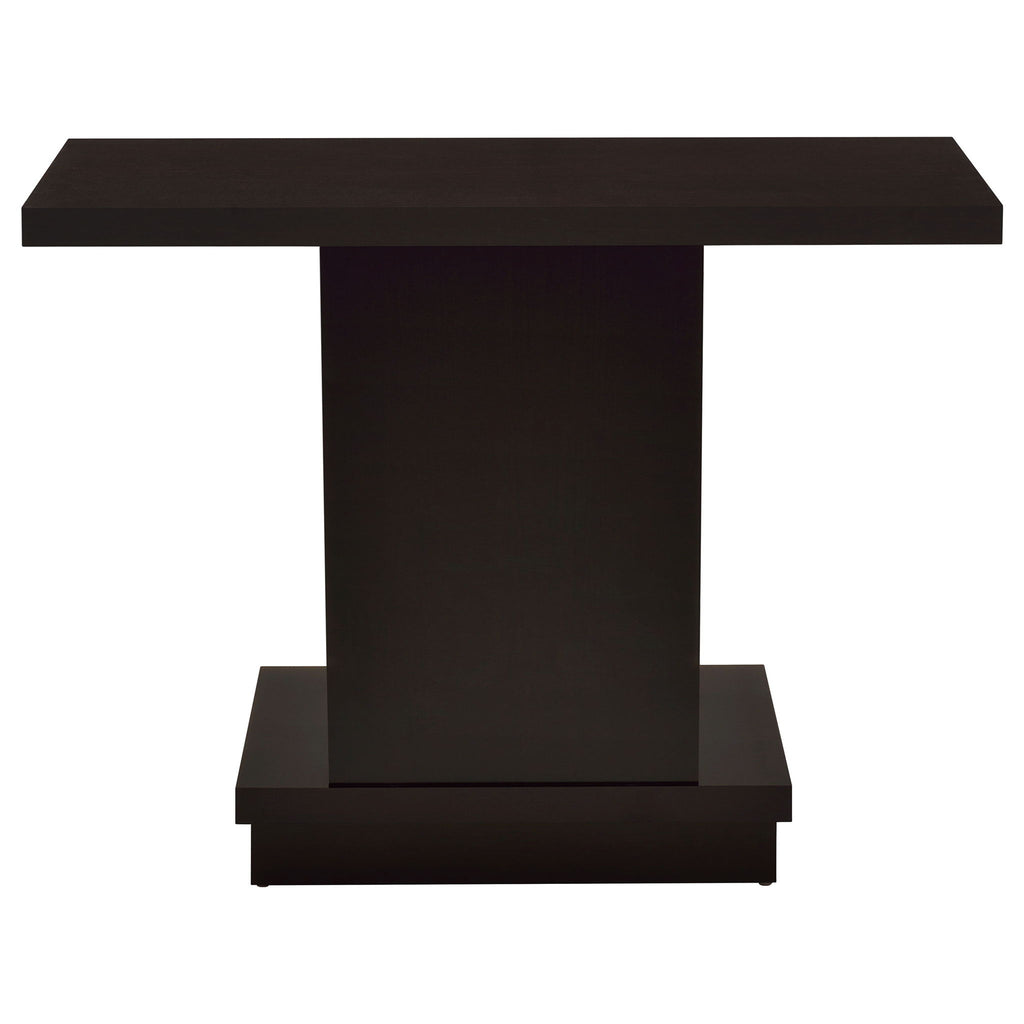 Fiona - Pedestal Console Table With Geometric Design - Cappuccino