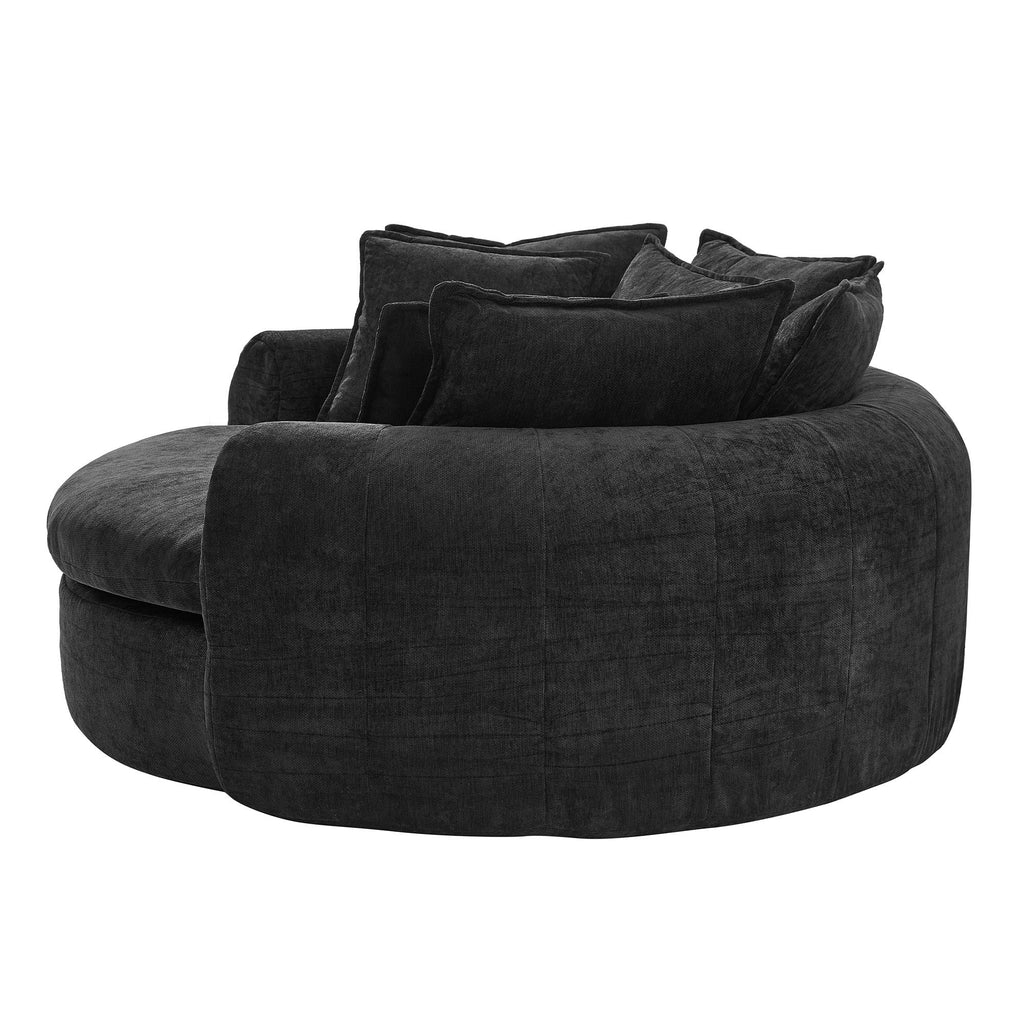 Modern Round Chaise Sofa With 8 Throw Pillows
