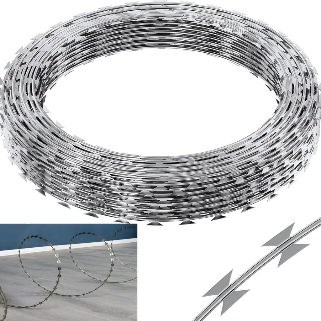 Galvanized Barbed Wire Fence Roll, Security Fencing With Sharp Razor Edges