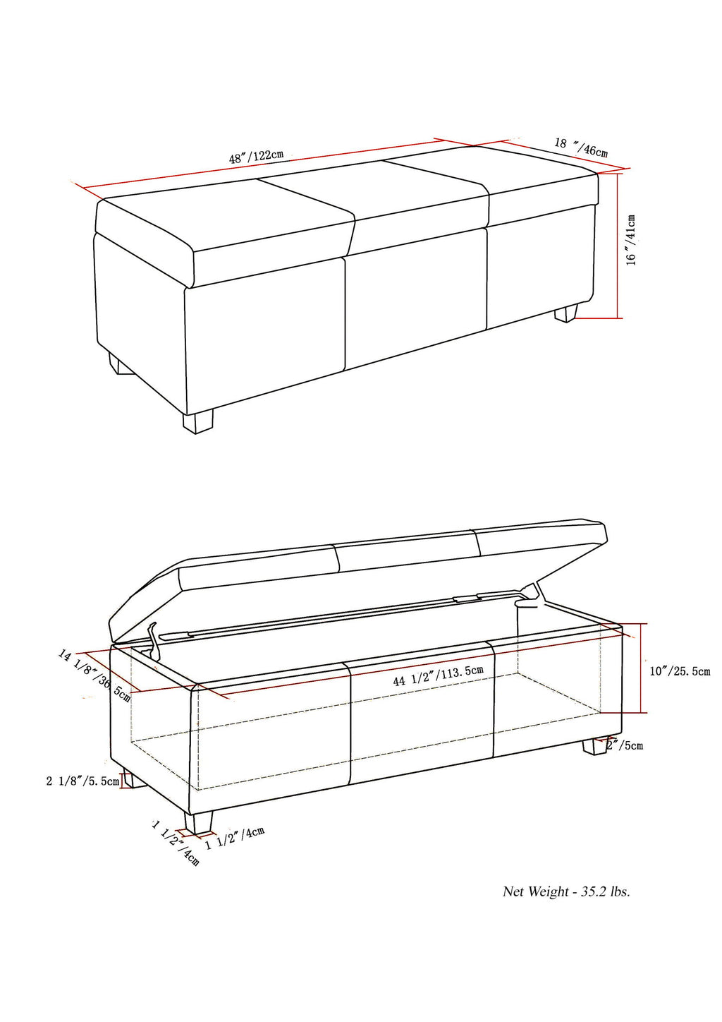 Avalon - Contemporary Storage Ottoman Bench