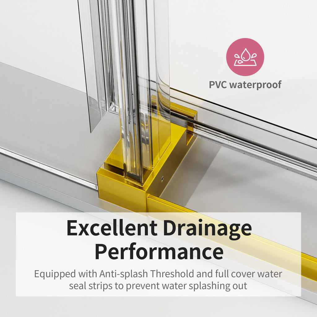 Frameless Sliding Shower Door With Soft- Close, 3 / 8" Tempered Glass